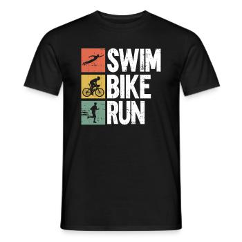 Schwimmen Radfahren Laufen - Triathlon Training - Männer T-Shirt - Schwarz - Vorne - AI Model Male 178 light (178cm)
