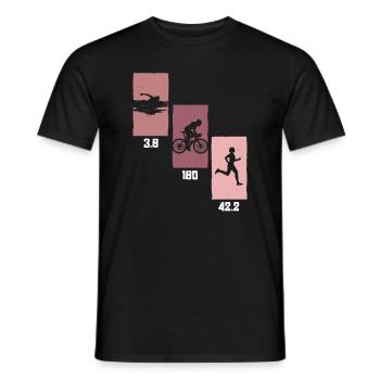 3.8 | 180 | 42.2 - Triathlon Frauen Training - Männer T-Shirt - Schwarz - Vorne - AI Model Male 178 light (178cm)