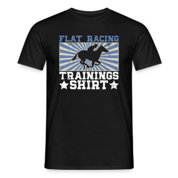 Flad Racing Trainings Shirt - Hestevæddeløb - Mænd T-shirt - sort - Foran - AI Model Male 178 light (178cm)