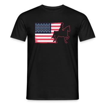 Siège de selle équitation anglaise cavalier cheval sport équestre - T-shirt homme - noir - Devant - AI Model Male 178 light (178cm)
