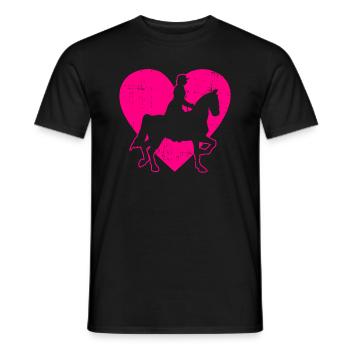 Siège de selle équitation anglaise cavalier cheval sport équestre - T-shirt homme - noir - Devant - AI Model Male 178 light (178cm)