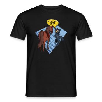 Siège de selle équitation anglaise cavalier cheval sport équestre - T-shirt homme - noir - Devant - AI Model Male 178 light (178cm)