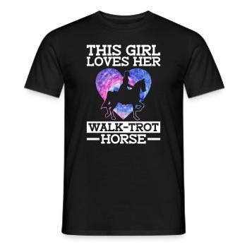 Cette fille aime son cheval au trot - Selle - T-shirt homme - noir - Devant - AI Model Male 178 light (178cm)
