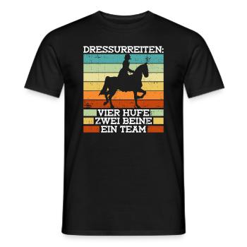 Dressage Equitation Quatre sabots Deux pattes Equitation Attelage - T-shirt homme - noir - Devant - AI Model Male 178 light (178cm)