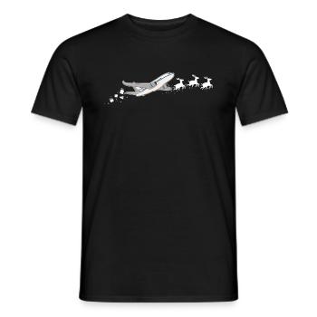 Flugzeug Weihnachtsmann Weihnachtsschlitten - - Männer T-Shirt - Schwarz - Vorne - AI Model Male 178 light (178cm)