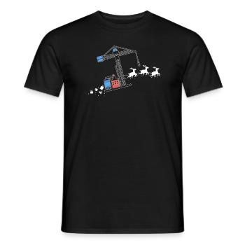 Crane Santa Claus Christmas sleigh - Funny - Men's T-Shirt - black - Front - AI Model Male 178 light (178cm)