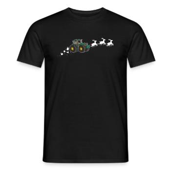 Tractor Santa Claus Sleigh - Funny - Men's T-Shirt - black - Front - AI Model Male 178 light (178cm)
