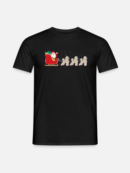 Poedel Santa Claus Christmas Slee - Grappig - Heren T-shirt - zwart