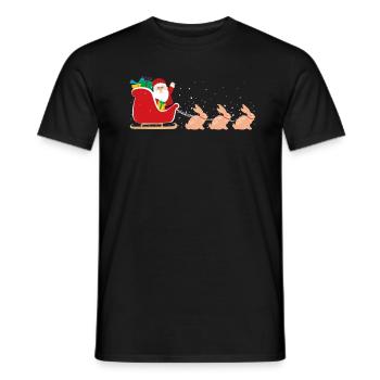 Rabbit Santa Claus Christmas sleigh - - Men's T-Shirt - black - Front - AI Model Male 178 light (178cm)