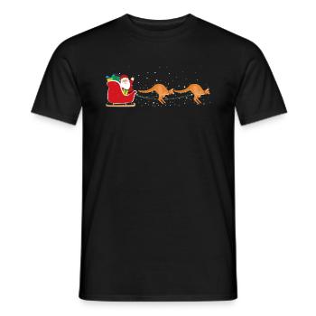 Kangoroo Santa Christmas Sleigh - Funny - Men's T-Shirt - black - Front - AI Model Male 178 light (178cm)