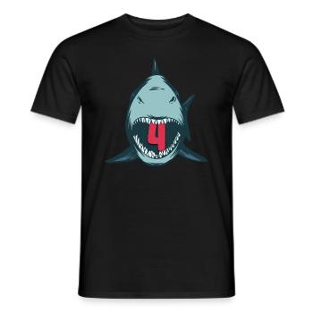 Megalodon Hai 4th birthday 4 years Megalodon - Men's T-Shirt - black - Front - AI Model Male 178 light (178cm)