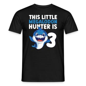 This little megalodon hunter is 3 - - Men's T-Shirt - black - Front - AI Model Male 178 light (178cm)