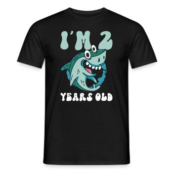 The Little Megalodon Hunter is 2 - Megalodon Shark - Men's T-Shirt - black - Front - AI Model Male 178 light (178cm)