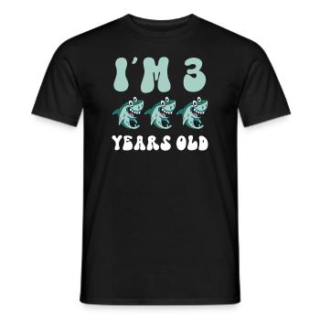 This little megalodon hunter is 3 - - Men's T-Shirt - black - Front - AI Model Male 178 light (178cm)