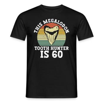 This Megalodon Tooth Hunter Turns 60 - Megalodon Shark - Men's T-Shirt - black - Front - AI Model Male 178 light (178cm)
