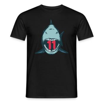 Megalodon Hai 11th birthday 11 years Megalodon - Men's T-Shirt - black - Front - AI Model Male 178 light (178cm)
