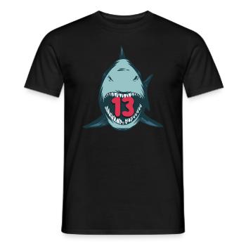 Megalodon Hai 13th birthday 13 years Megalodon - Men's T-Shirt - black - Front - AI Model Male 178 light (178cm)