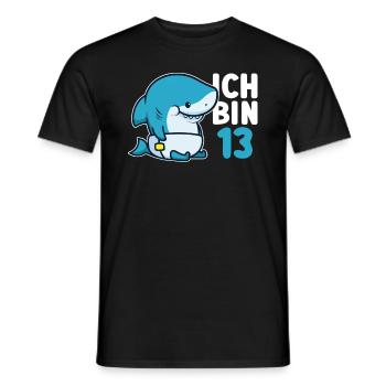 Ich Bin 13 - 13. Geburtstag Hai Haifisch - Männer T-Shirt - Schwarz - Vorne - AI Model Male 178 light (178cm)