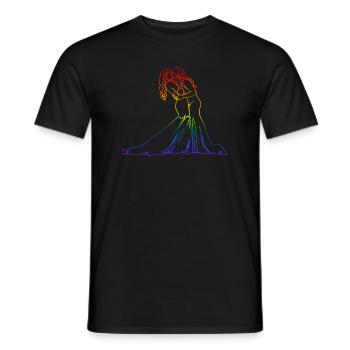 Two Brides Oneline Art - Lesbian Wedding - Men's T-Shirt - black - Front - AI Model Male 178 light (178cm)