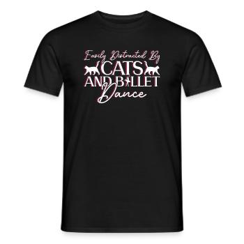 Easily distracted by cats and ballet dance - Men's T-Shirt - black - Front - AI Model Male 178 light (178cm)