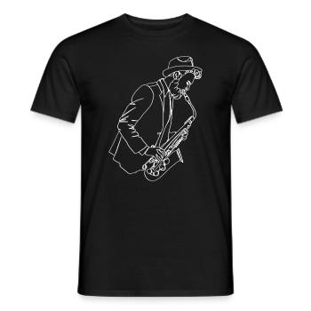 Saxophon Oneline Art - Saxophon-Musiker - Männer T-Shirt - Schwarz - Vorne - AI Model Male 178 light (178cm)