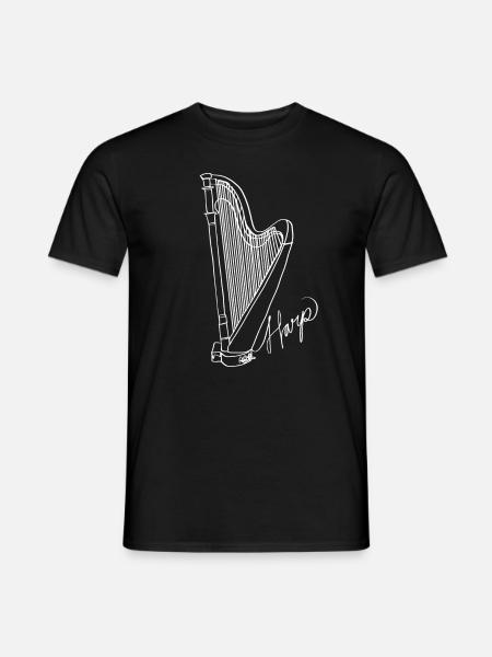 Harfe Oneline Art - Harfe Musikerin Harfe - Männer T-Shirt - Schwarz
