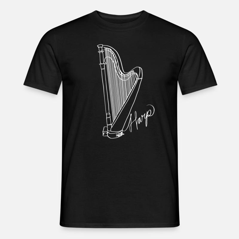 Harfe Oneline Art - Harfe Musikerin Harfe - Männer T-Shirt - Schwarz