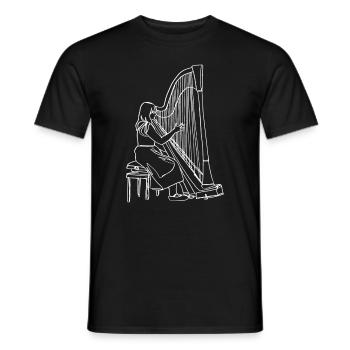 Harfe Oneline Art - Harfe Musikerin Harfe - Männer T-Shirt - Schwarz - Vorne - AI Model Male 178 light (178cm)