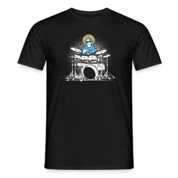 Heilige Maria am Schlagzeug - Schlagzeuger Rock - Männer T-Shirt - Schwarz - Vorne - AI Model Male 178 light (178cm)