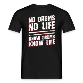 No Drums No Life Know Drums Know Life - Schlagzeug - T-shirt homme - noir - Devant - AI Model Male 178 light (178cm)