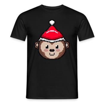 Monkey pixelated Christmas - Funny monkey Xmas - Men's T-Shirt - black - Front - AI Model Male 178 light (178cm)