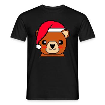 Bear pixelated Christmas - Funny Bear Xmas - Men's T-Shirt - black - Front - AI Model Male 178 light (178cm)