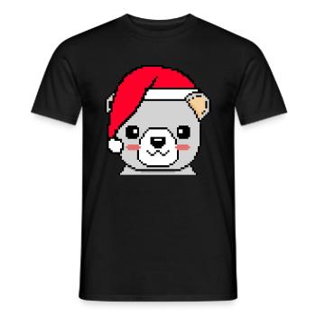 Polar bear pixelated Christmas - Funny Polar Bear - Men's T-Shirt - black - Front - AI Model Male 178 light (178cm)