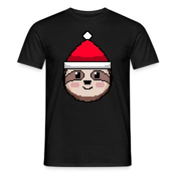 Sloth pixelated Christmas - Funny Sloth - Men's T-Shirt - black - Front - AI Model Male 178 light (178cm)