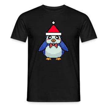 Pinguin verpixelt Weihnachten - Lustige Pinguin - Männer T-Shirt - Schwarz - Vorne - AI Model Male 178 light (178cm)