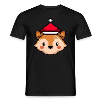 Fuchs verpixelt Weihnachten - Lustige Fuchs - Männer T-Shirt - Schwarz - Vorne - AI Model Male 178 light (178cm)