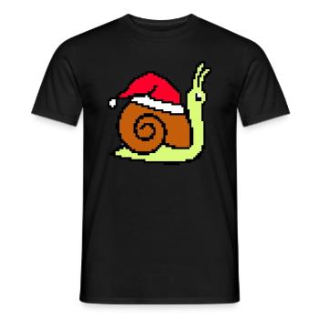 Schnecke Pixelated Christmas - Lustige Schnecke - Männer T-Shirt - Schwarz - Vorne - AI Model Male 178 light (178cm)