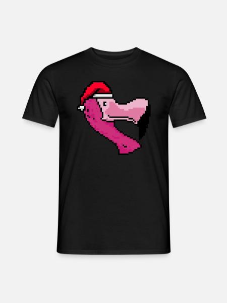 Flamingo Pixelated Christmas - Drôle - T-shirt homme - noir