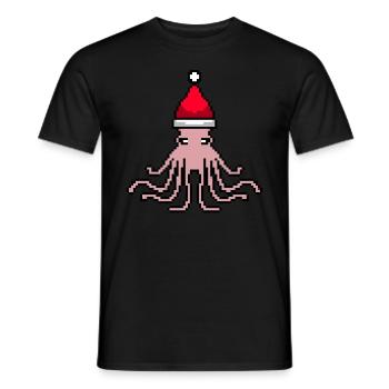 Octopus Pixélisé Noël - Drôle - T-shirt homme - noir - Devant - AI Model Male 178 light (178cm)