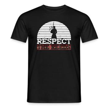 Respect The Reeds - Scottish Bagpipe Music - Men's T-Shirt - black - Front - AI Model Male 178 light (178cm)