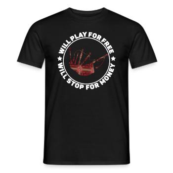 Will Play For Free Will Stop For Money - Bagpipes - Men's T-Shirt - black - Front - AI Model Male 178 light (178cm)