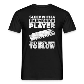 Harmonica harmonica player Musician Lustig - Men's T-Shirt - black - Front - AI Model Male 178 light (178cm)
