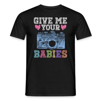 Newborn Photographer Baby Photography Saying - Men's T-Shirt - black - Front - AI Model Male 178 light (178cm)