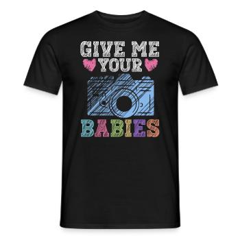 Newborn Photographer Baby Photography Saying - Men's T-Shirt - black - Front - AI Model Male 178 light (178cm)