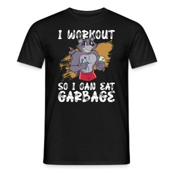 Ich trainiere, damit ich Müll essen kann - - Männer T-Shirt - Schwarz - Vorne - AI Model Male 178 light (178cm)
