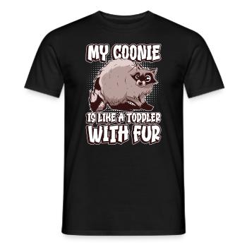 Mon Coonie est comme un tout-petit avec un raton laveur à fourrure - T-shirt homme - noir - Devant - AI Model Male 178 light (178cm)