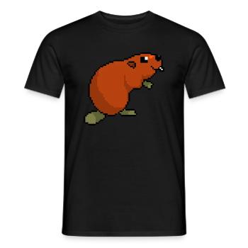Castor pixélisé - Drôle de castor - T-shirt homme - noir - Devant - AI Model Male 178 light (178cm)