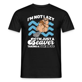 Biber Dam Break Pause - Lustiger Biber - Männer T-Shirt - Schwarz - Vorne - AI Model Male 178 light (178cm)