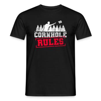 Règles de cornhole. - Drôle de trou de maïs - T-shirt homme - noir - Devant - AI Model Male 178 light (178cm)