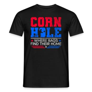 Cornhole Player Blind Hole - Funny Cornhole - Men's T-Shirt - black - Front - AI Model Male 178 light (178cm)